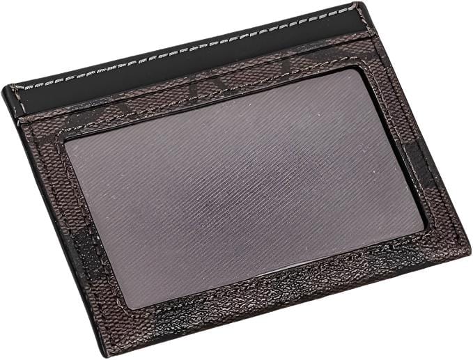 Coach Slim ID Card Case In Signature Canvas Brown/Black