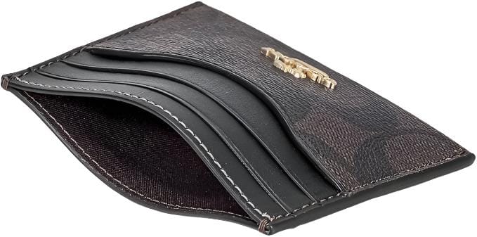 Coach Slim ID Card Case In Signature Canvas Brown/Black