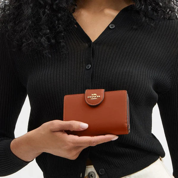 Coach Medium Corner Zip Wallet Gold Tan