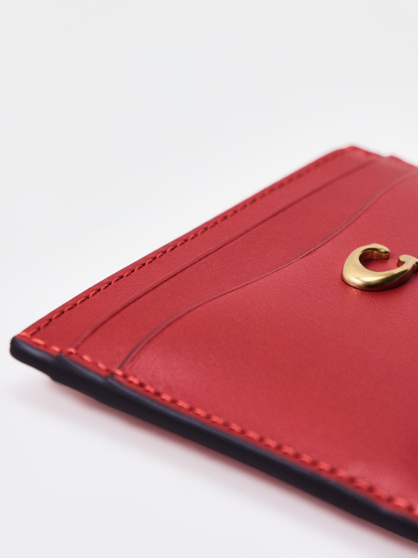 Coach Refined Calf Leather Essential Card Case Poppy