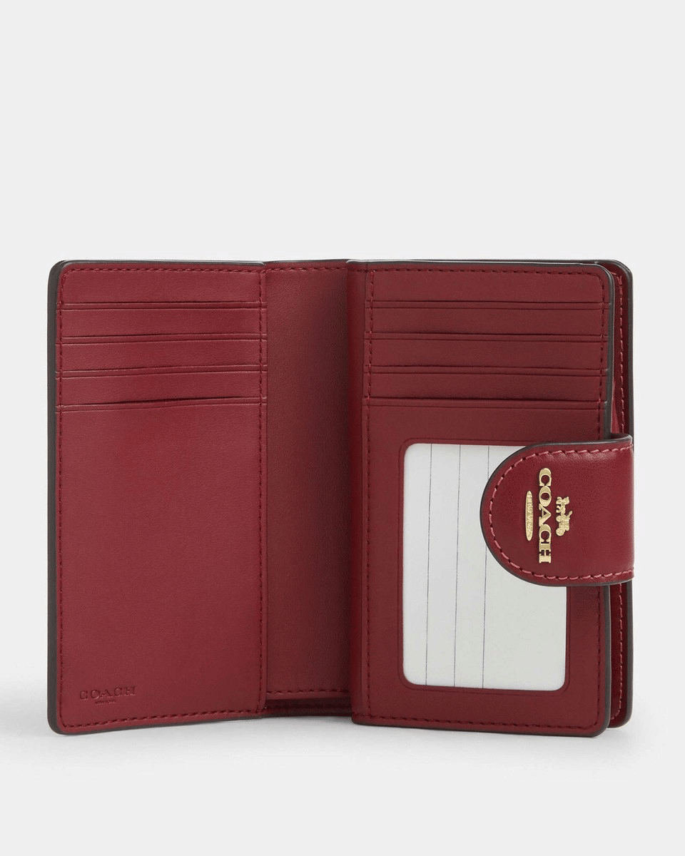 Coach Medium Corner Zip Wallet – Signature Canvas with Cherry Print