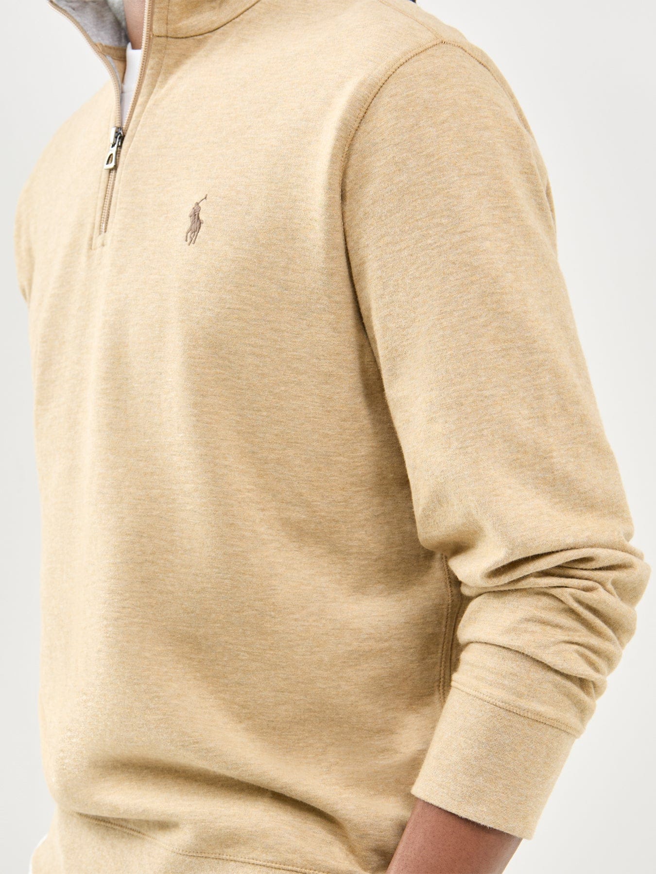 Polo Ralph Lauren Double Knit Quarter Zip Sweatshirt Beige