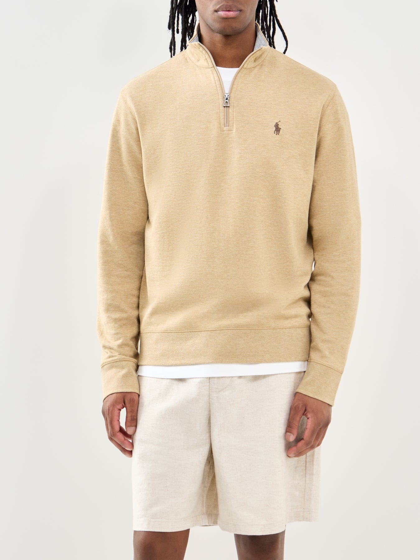 Polo Ralph Lauren Double Knit Quarter Zip Sweatshirt Beige