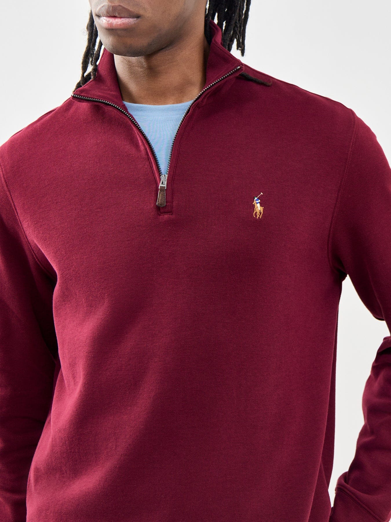 Polo Ralph Lauren Rib Cotton Quarter Zip Sweatshirt Burgundy
