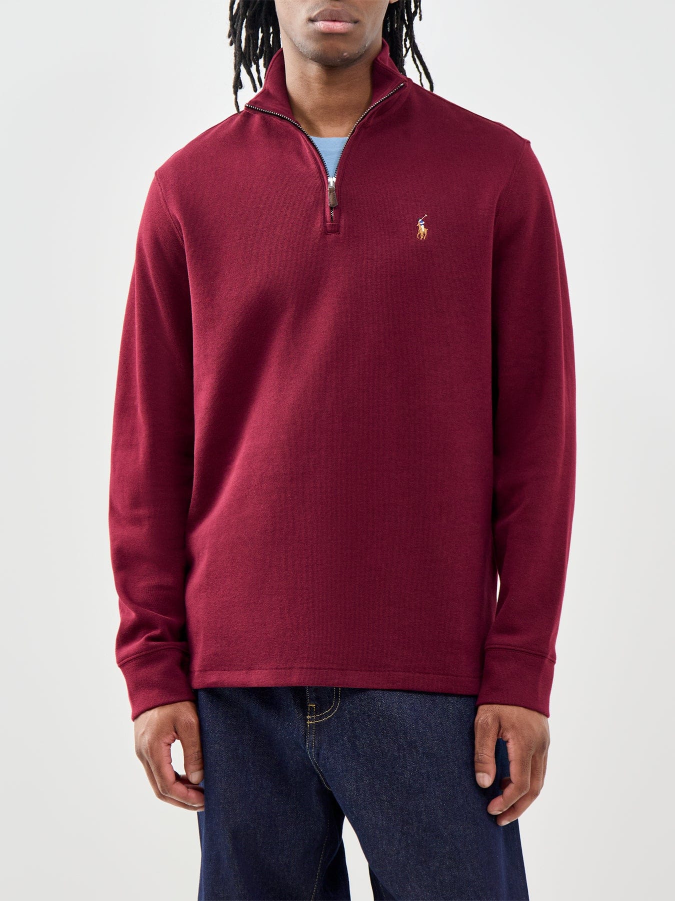 Polo Ralph Lauren Rib Cotton Quarter Zip Sweatshirt Burgundy