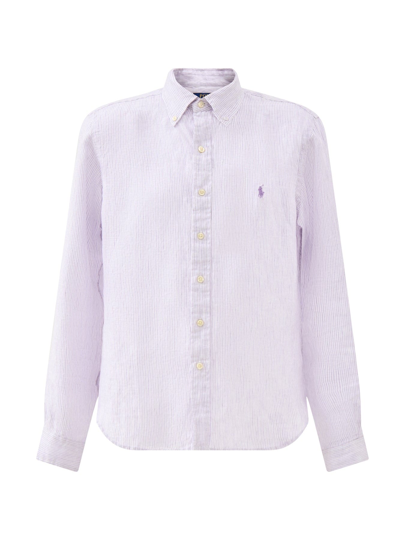 Polo Ralph Lauren Custom Fit Pin Stripe Linen Shirt Purple