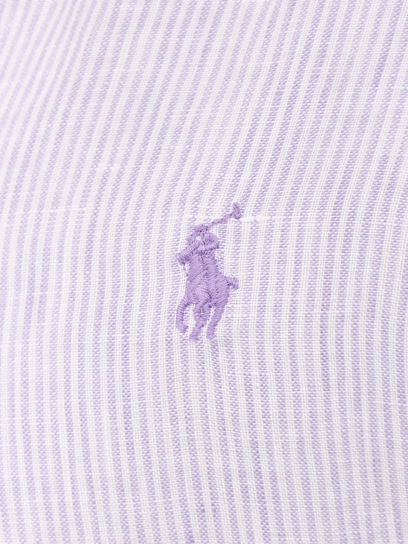 Polo Ralph Lauren Custom Fit Pin Stripe Linen Shirt Purple