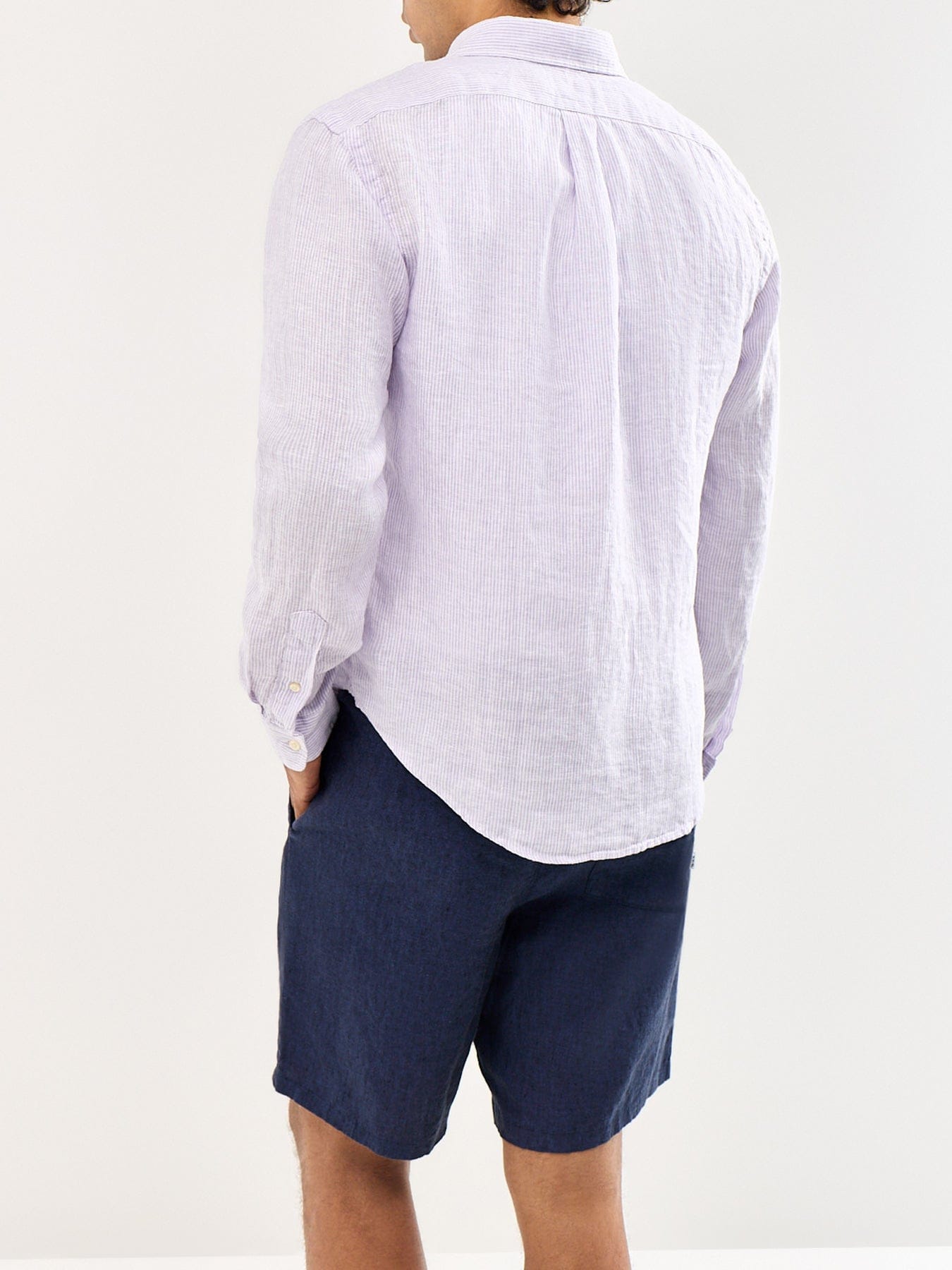 Polo Ralph Lauren Custom Fit Pin Stripe Linen Shirt Purple