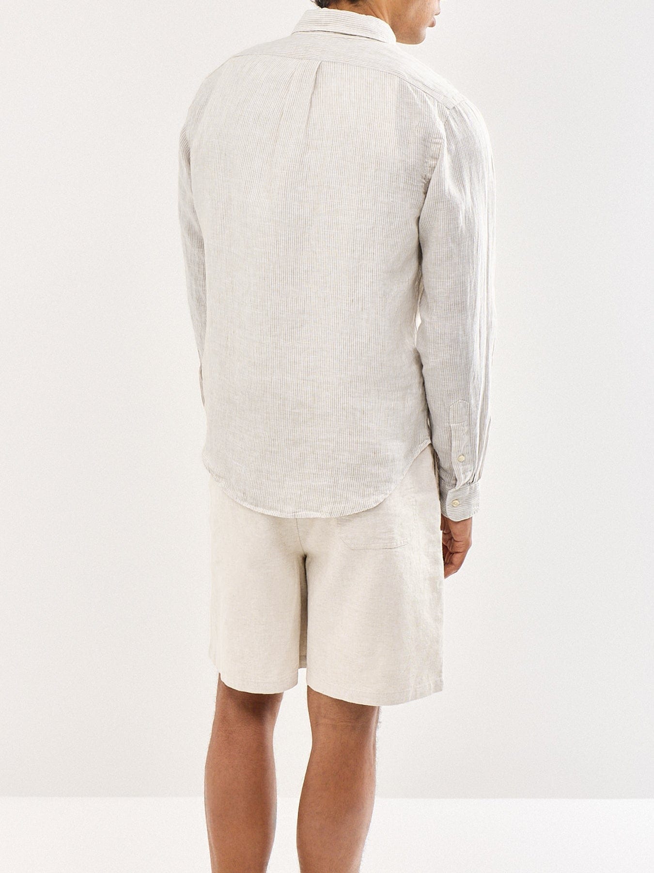 Polo Ralph Lauren Custom Fit Pin Stripe Linen Shirt Beige
