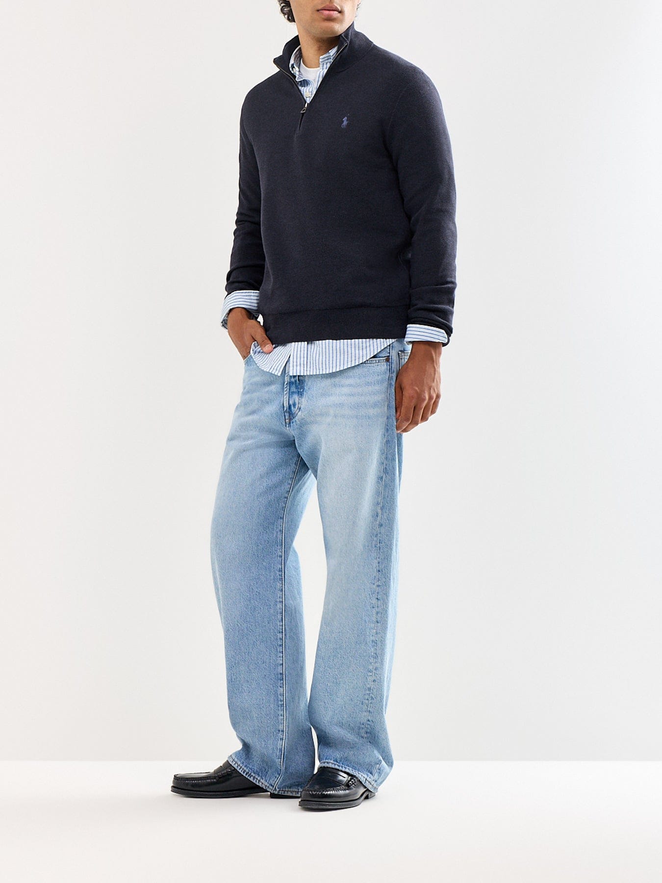 Polo Ralph Lauren Texture Cotton Quarter Zip Jumper Navy