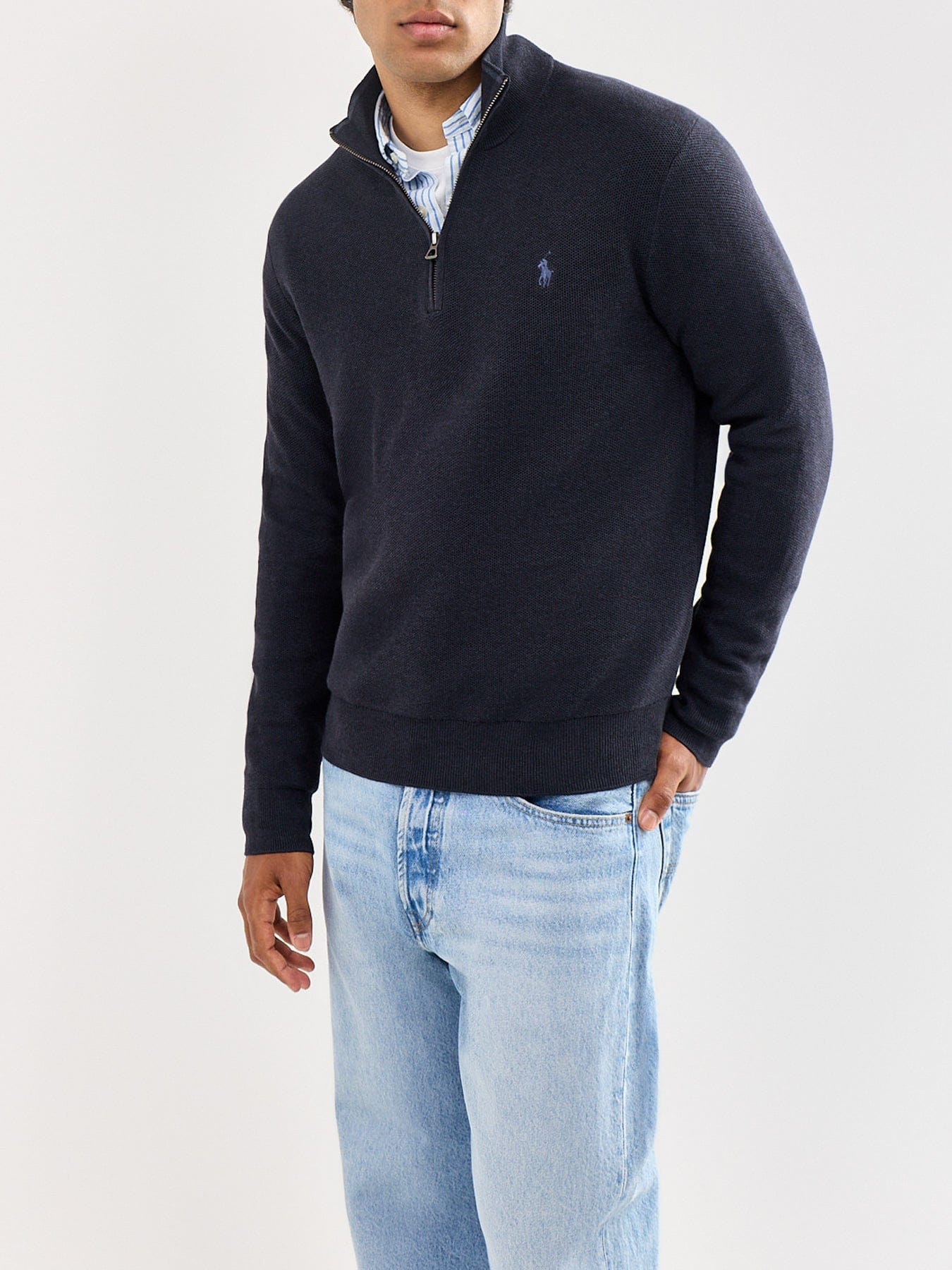 Polo Ralph Lauren Texture Cotton Quarter Zip Jumper Navy
