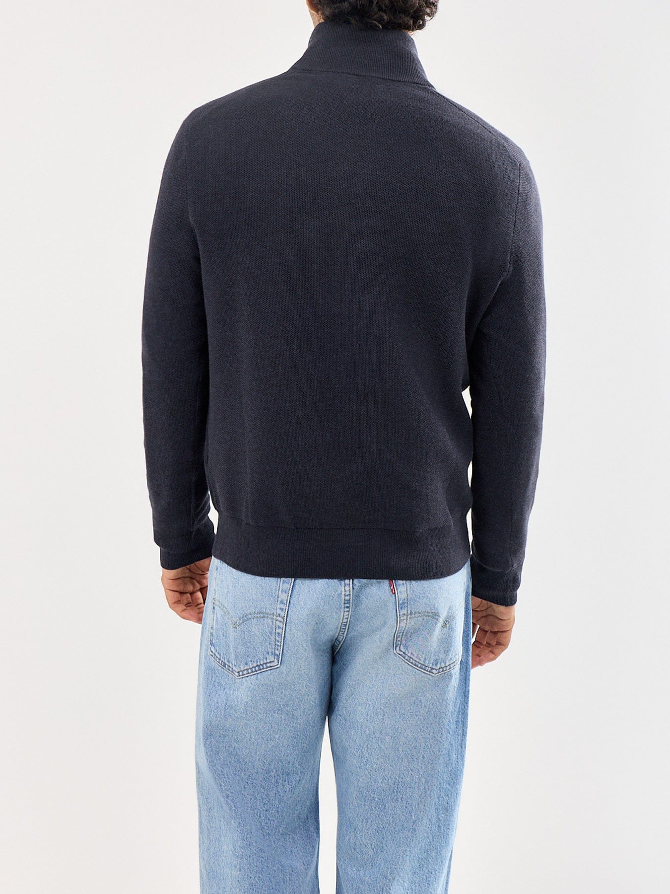 Polo Ralph Lauren Texture Cotton Quarter Zip Jumper Navy