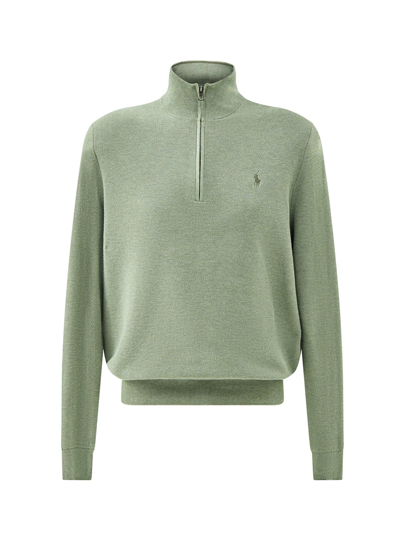 Polo Ralph Lauren Texture Cotton Quarter Zip Jumper Green