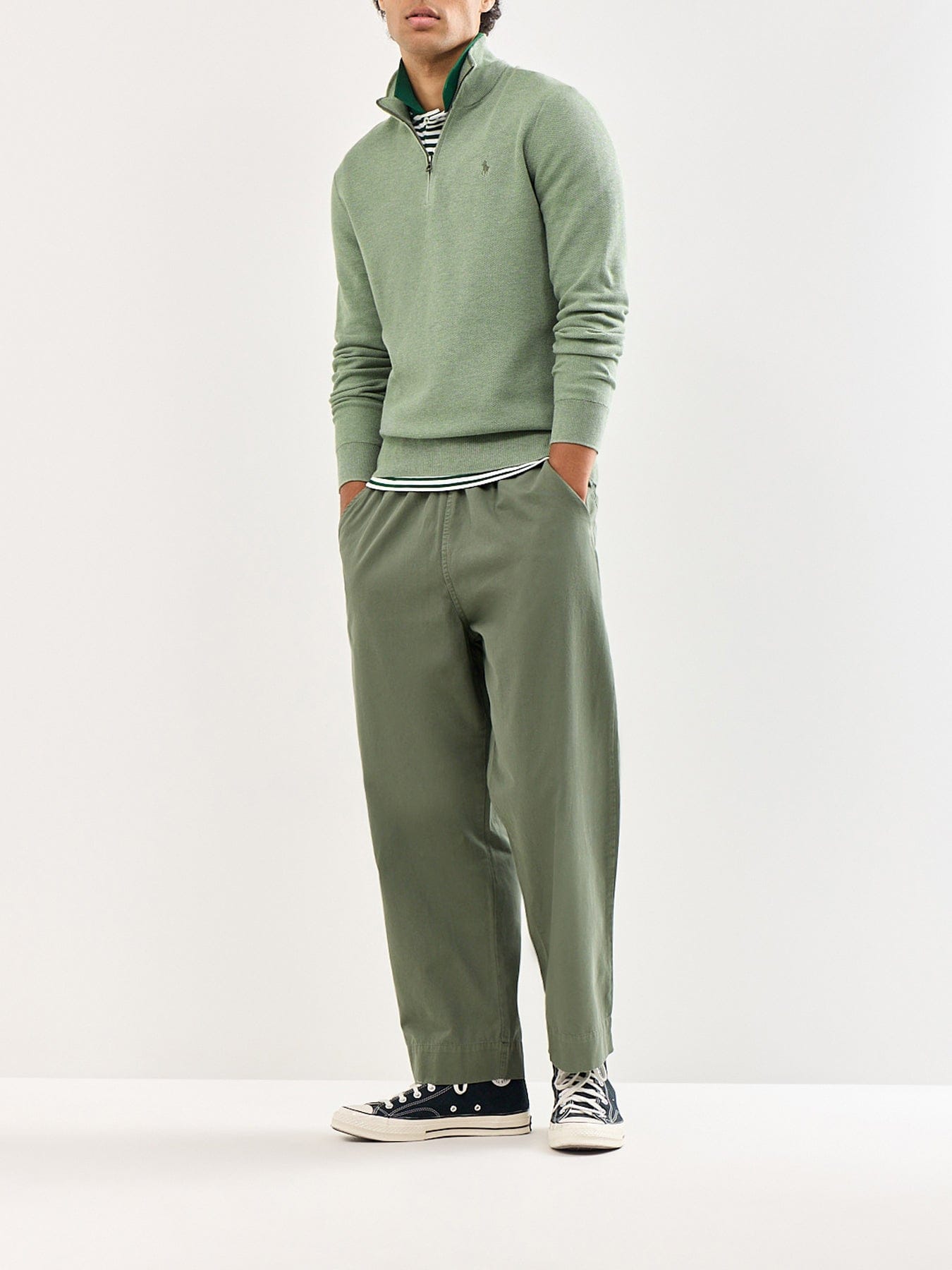Polo Ralph Lauren Texture Cotton Quarter Zip Jumper Green