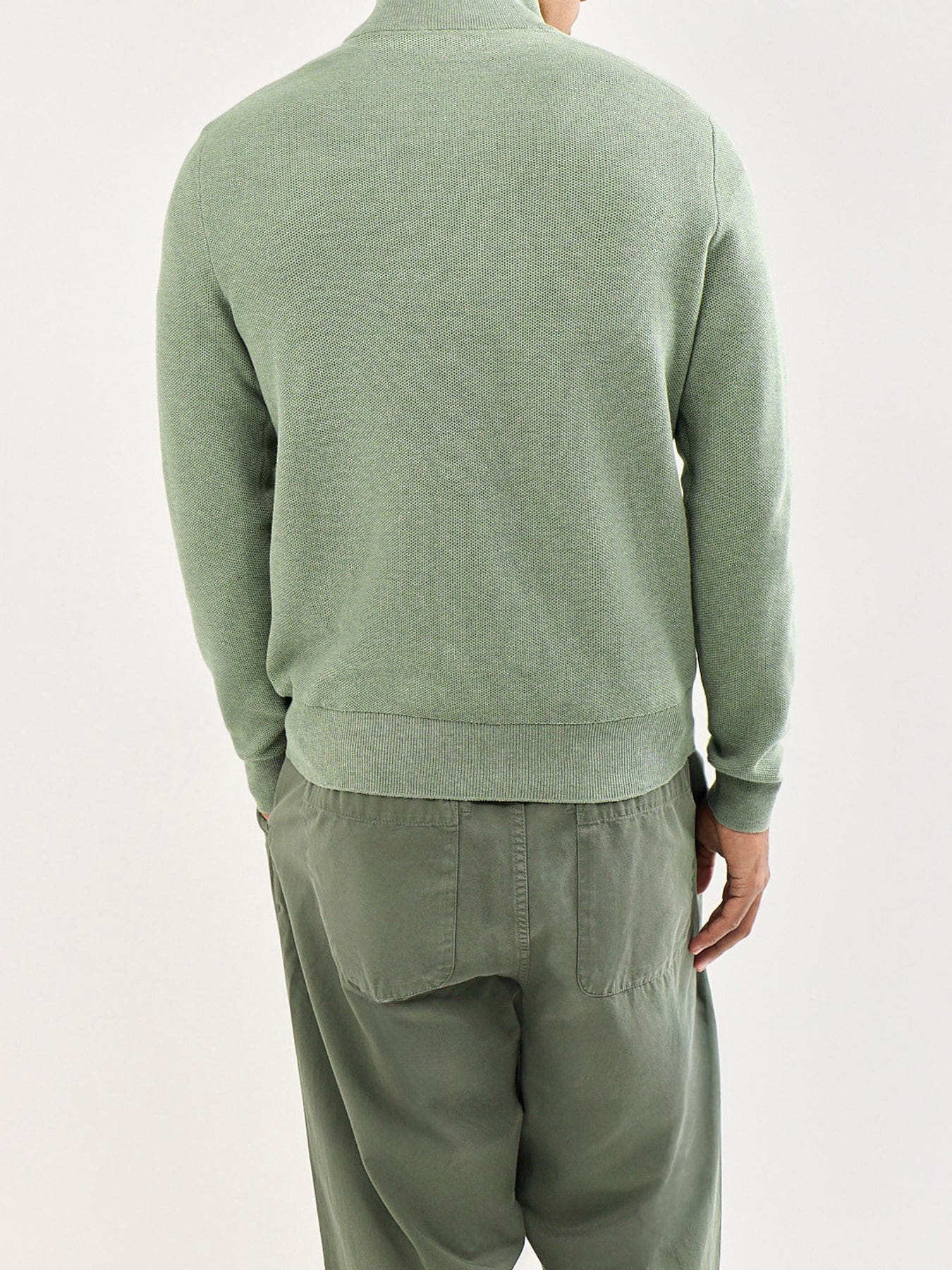 Polo Ralph Lauren Texture Cotton Quarter Zip Jumper Green