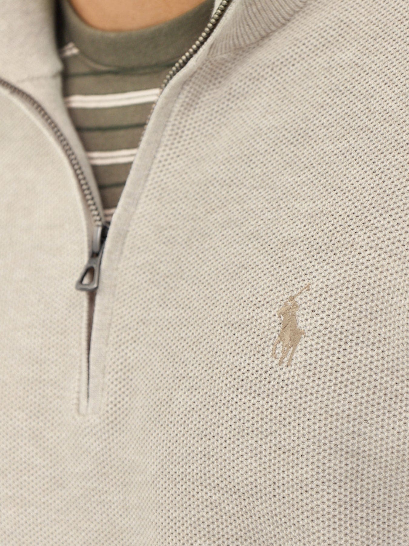 Polo Ralph Lauren Texture Cotton Quarter Zip Jumper Brown