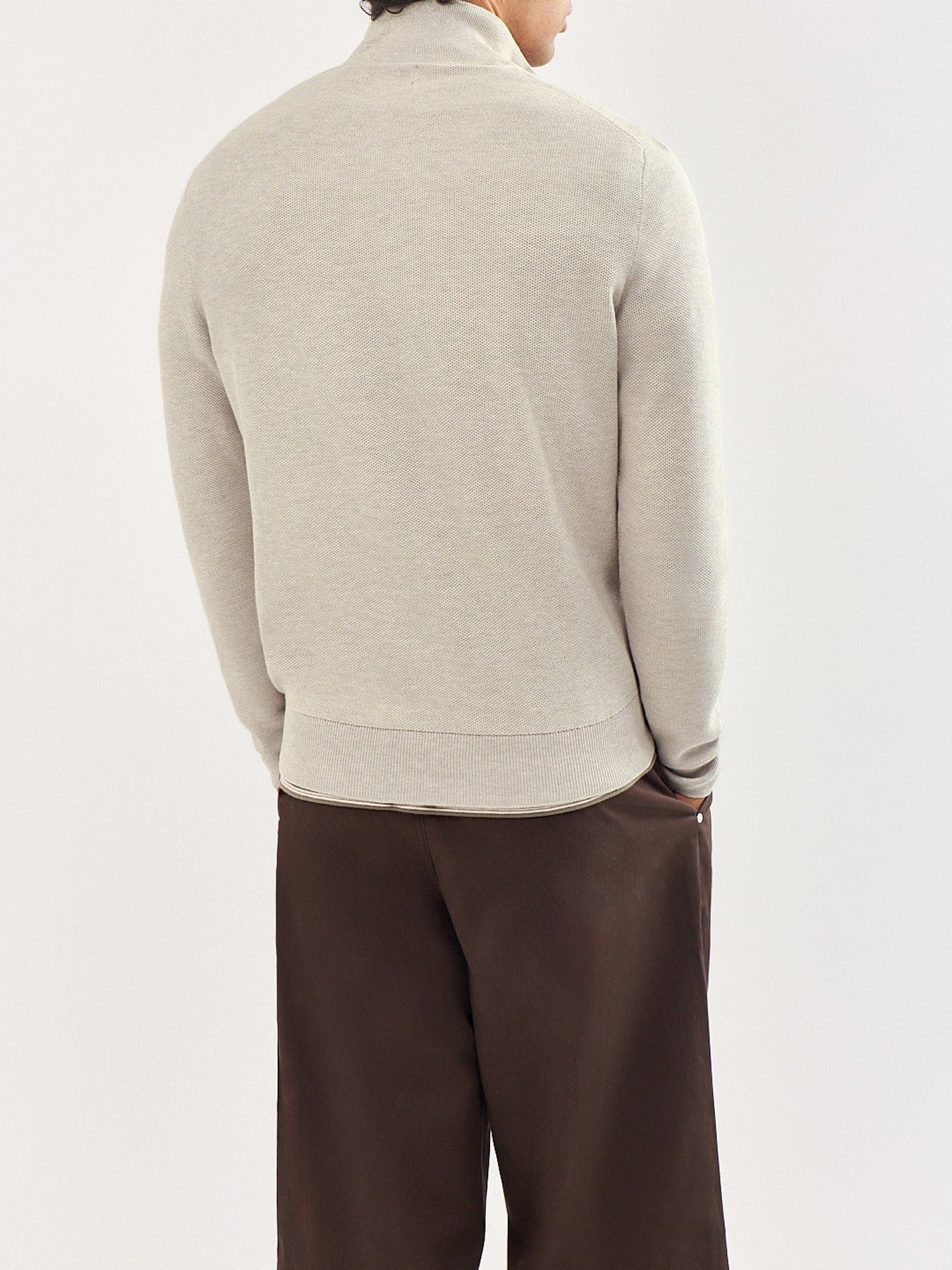 Polo Ralph Lauren Texture Cotton Quarter Zip Jumper Brown