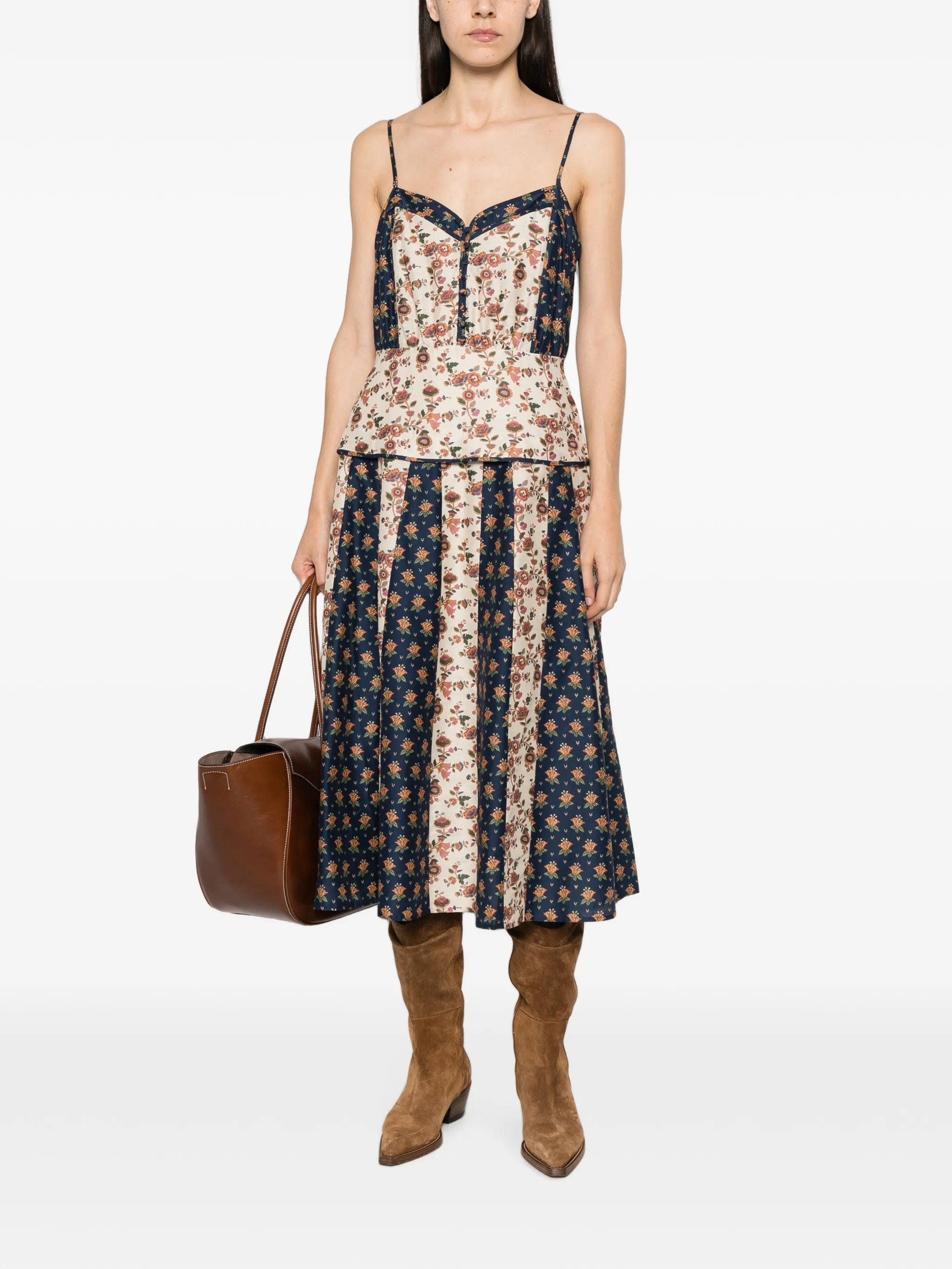 Polo Ralph Lauren floral - print paneled midi dress