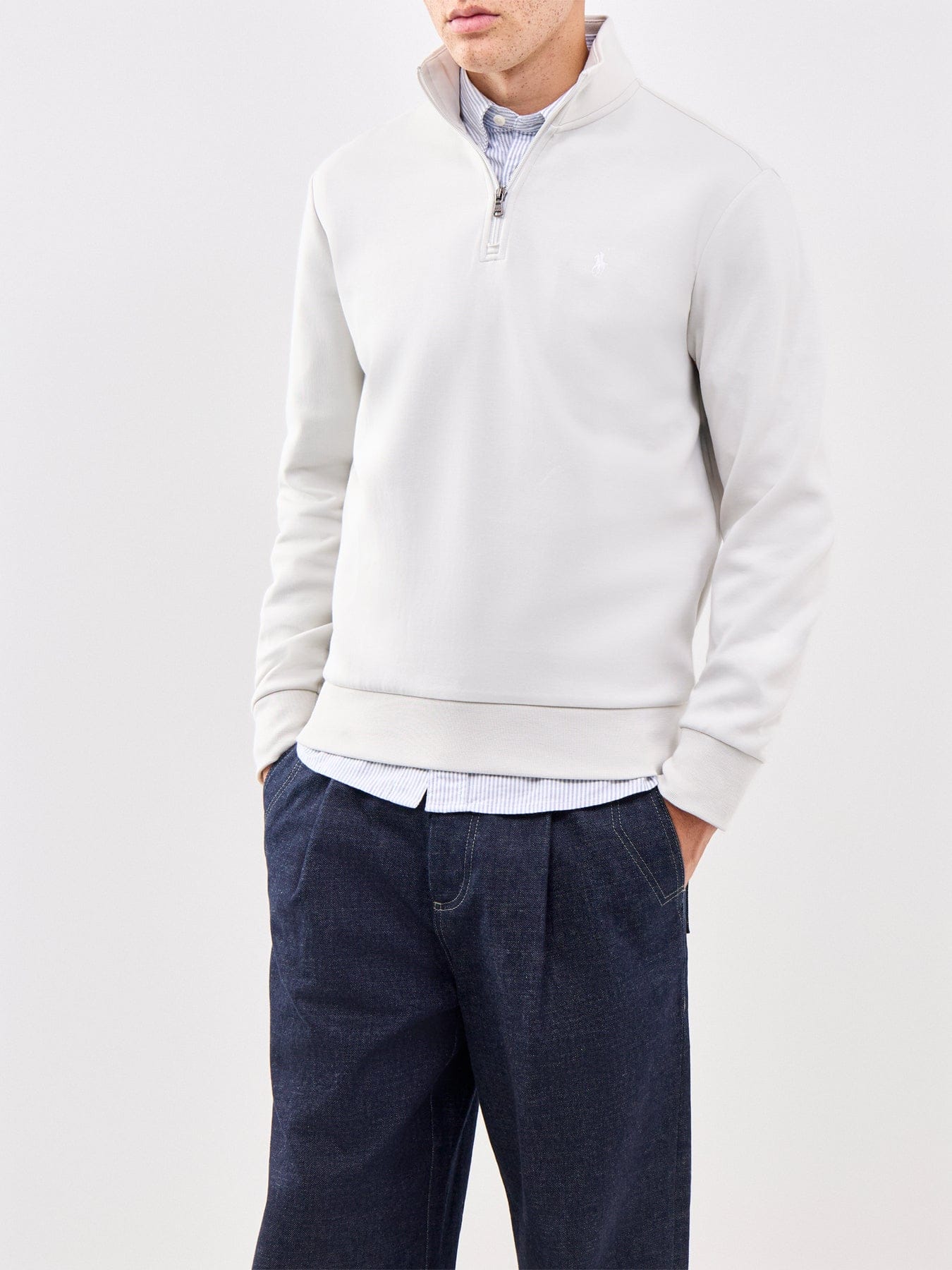 Polo Ralph Lauren Double Knit Quarter Zip Sweatshirt Grey