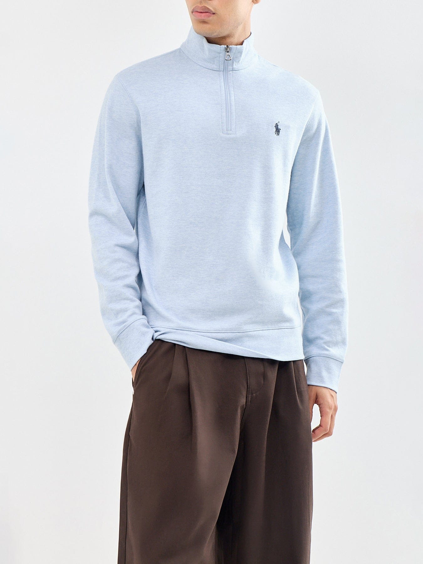Polo Ralph Lauren Double Knit Quarter Zip Sweatshirt Blue