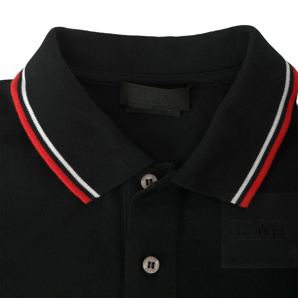 Prada Black Polo Neck T-Shirt For Men - M