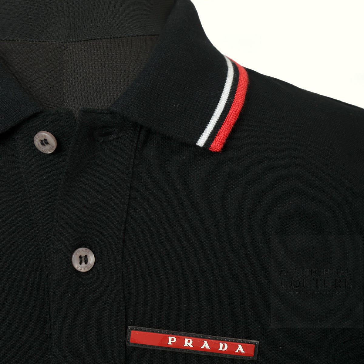 Prada Black Polo Neck T-Shirt For Men - M