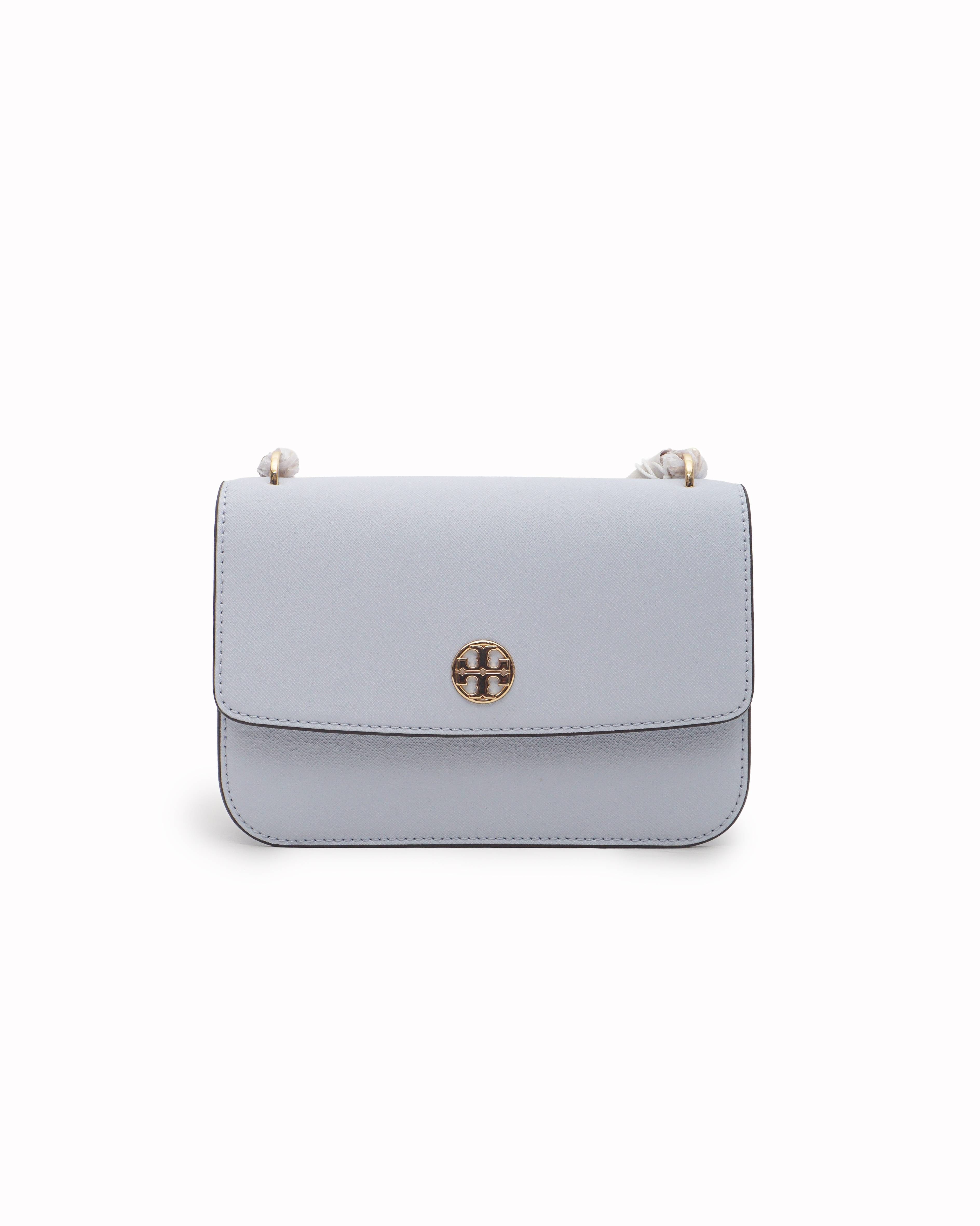 Tory Burch Light Blue Robinson Saffiano Leather Small Shoulder Bag