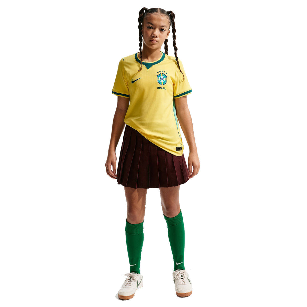 Nike Big Kids' Brasil Dri - FIT Soccer Jersey CANARY/LIGHT MENTA/GEODE TEAL