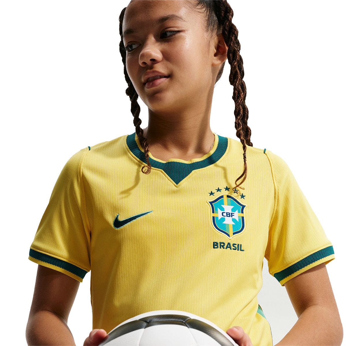 Nike Big Kids' Brasil Dri - FIT Soccer Jersey CANARY/LIGHT MENTA/GEODE TEAL