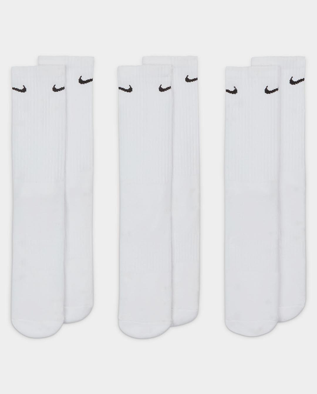 Nike - Everyday Cushioned 3pk Crew Sock - White