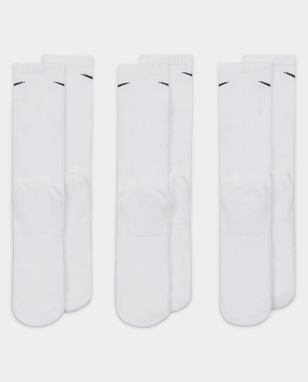 Nike - Everyday Cushioned 3pk Crew Sock - White