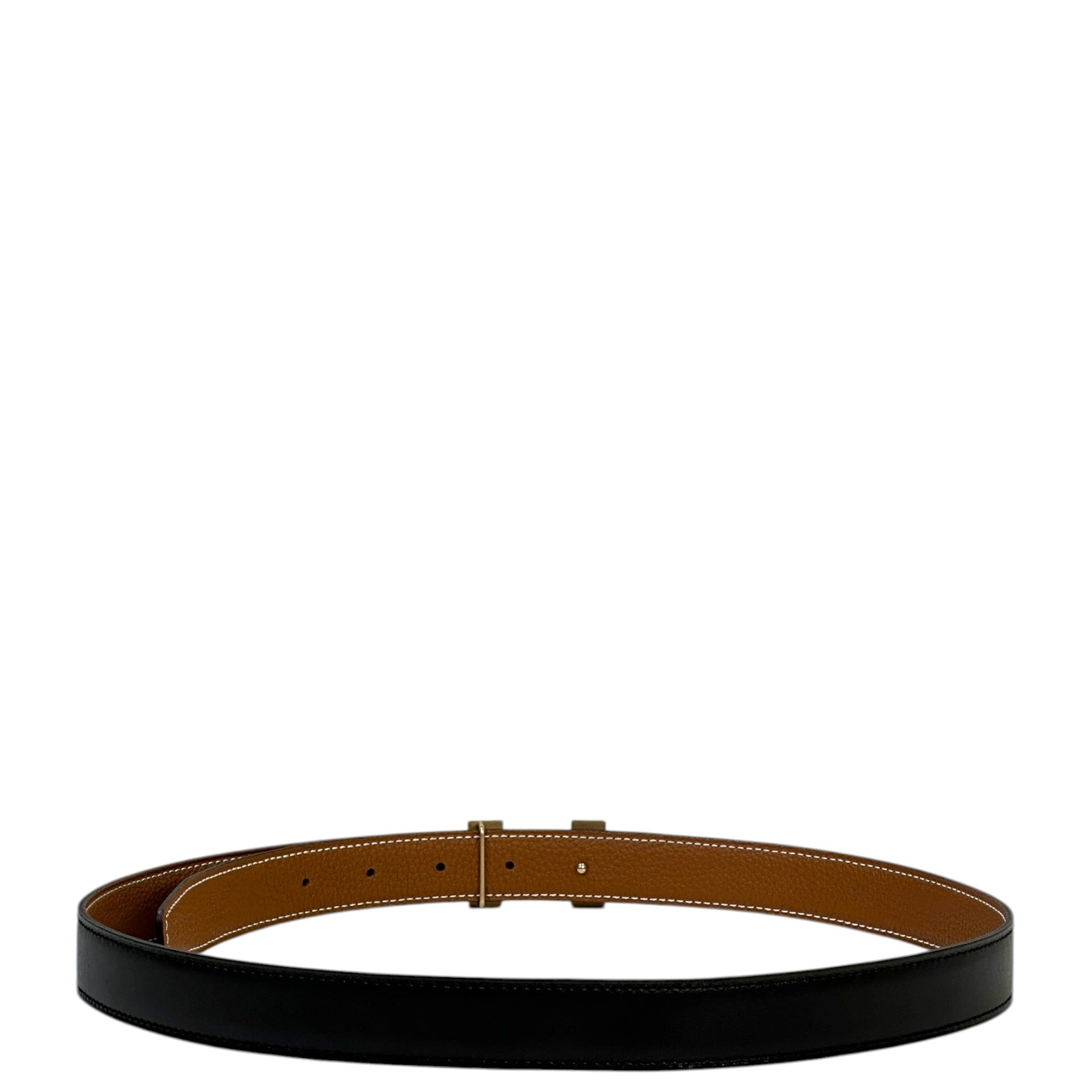 Hermès Mini H Buckle Reversible Belt Gold Black GHW 85 cm