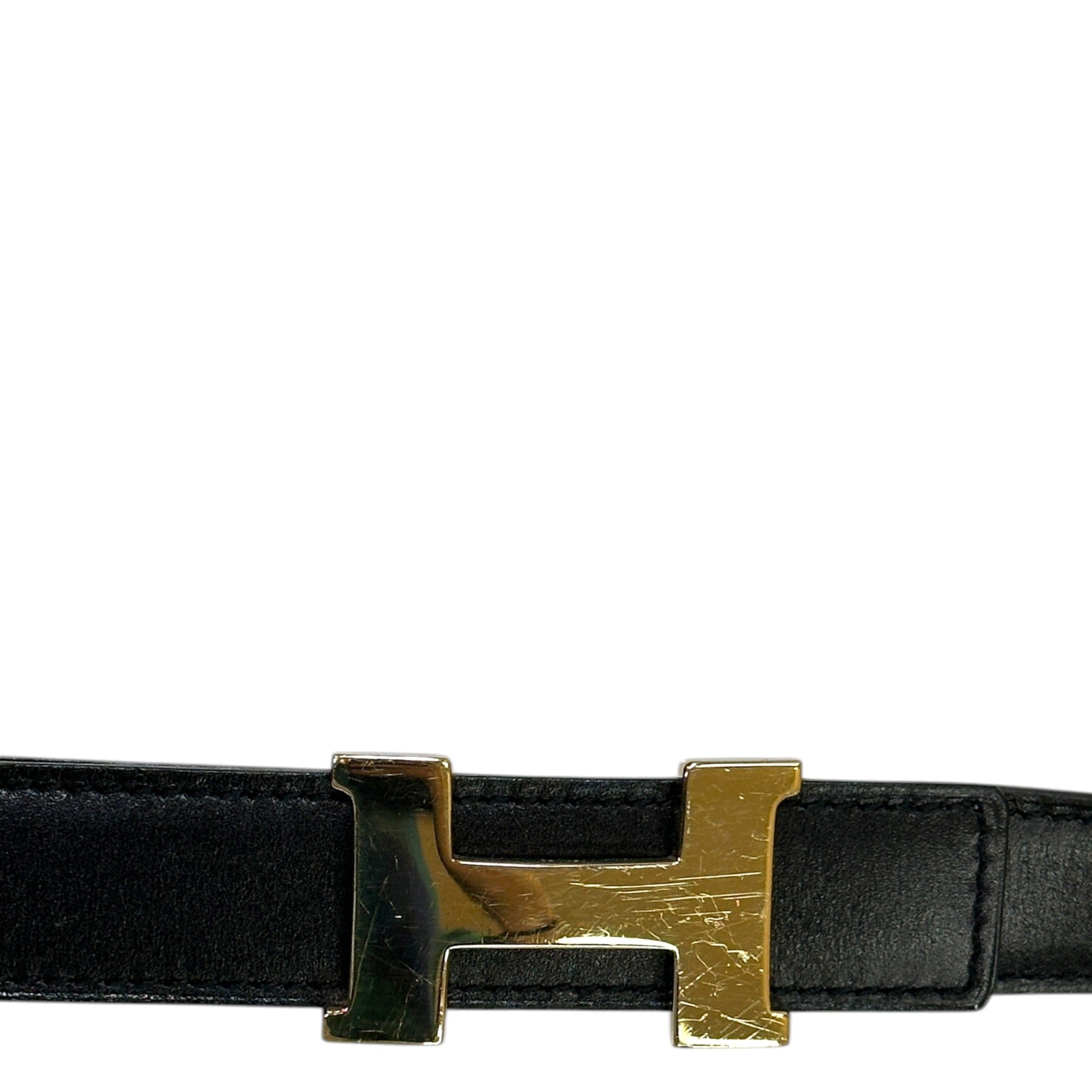 Hermès Mini H Buckle Reversible Belt Gold Black GHW 85 cm