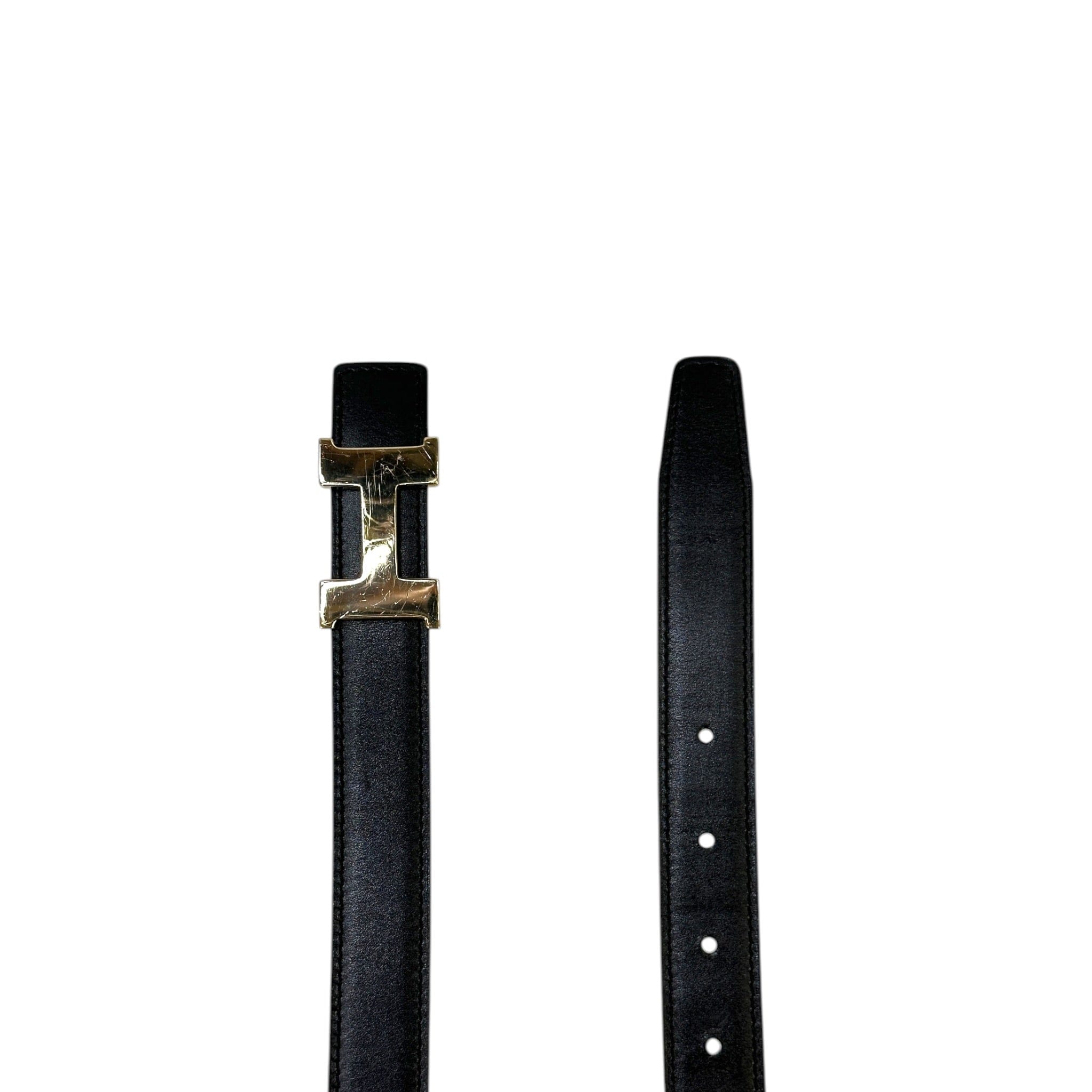 Hermès Mini H Buckle Reversible Belt Gold Black GHW 85 cm