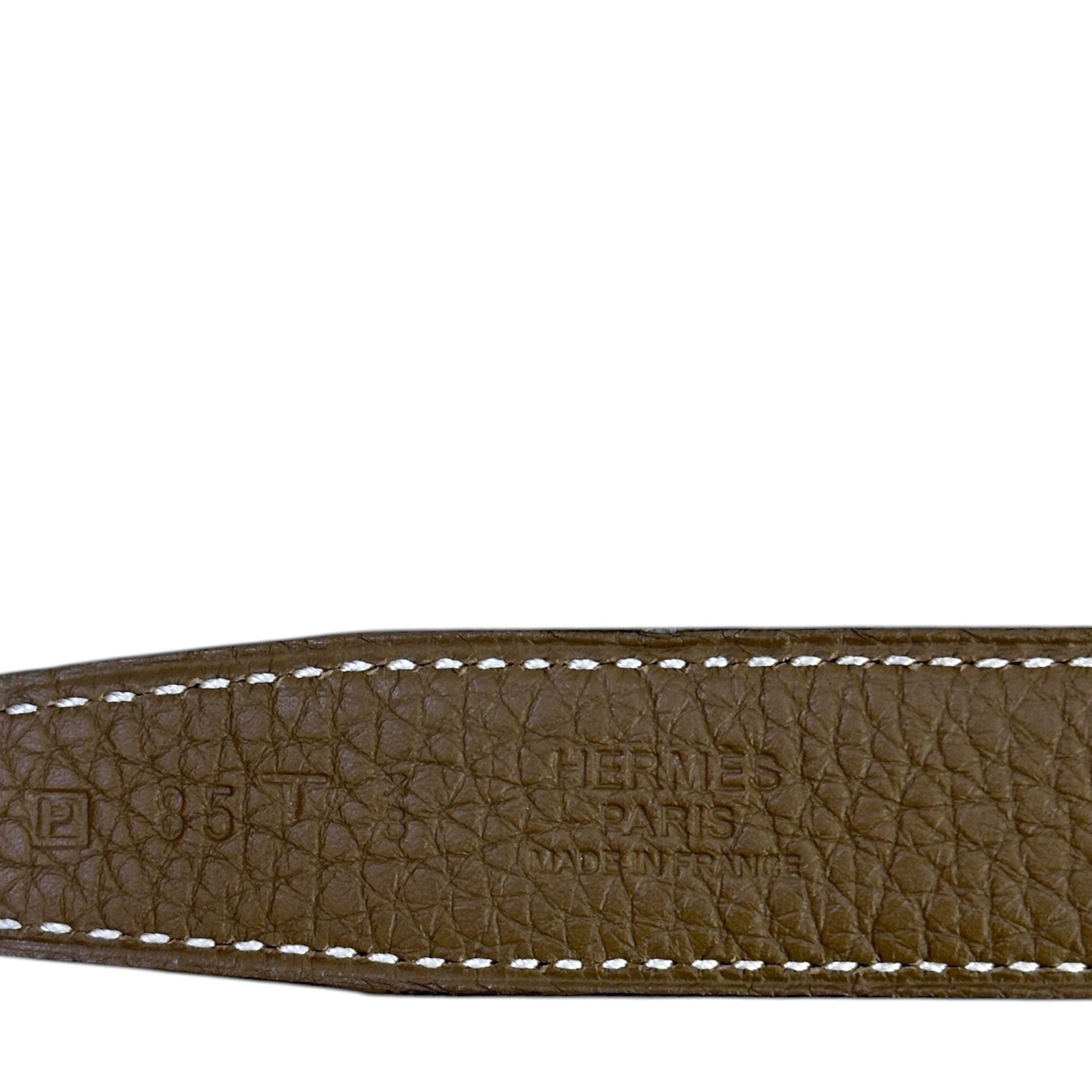 Hermès Mini Constance Buckle Reversible Belt Etain Black PHW 85 cm