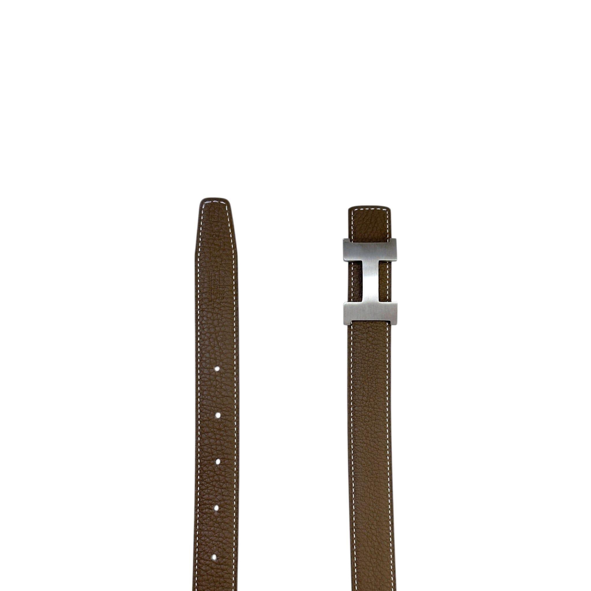 Hermès Mini Constance Buckle Reversible Belt Etain Black PHW 85 cm