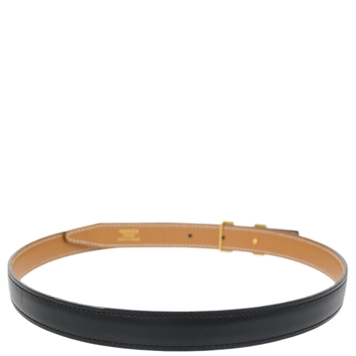 Hermes Black Box Calf Constance Reversible Belt #65 Small Good