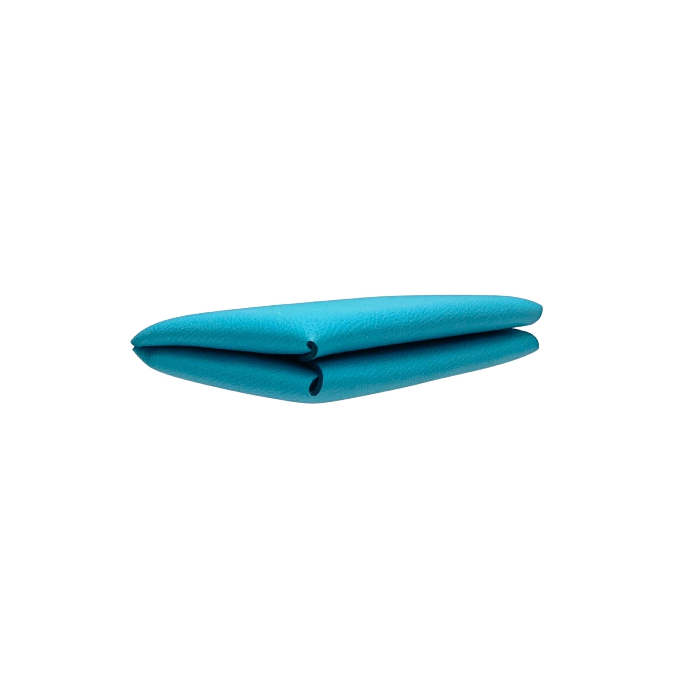 Hermes Calvi Turquoise Blue Epsom Leather Cardholder