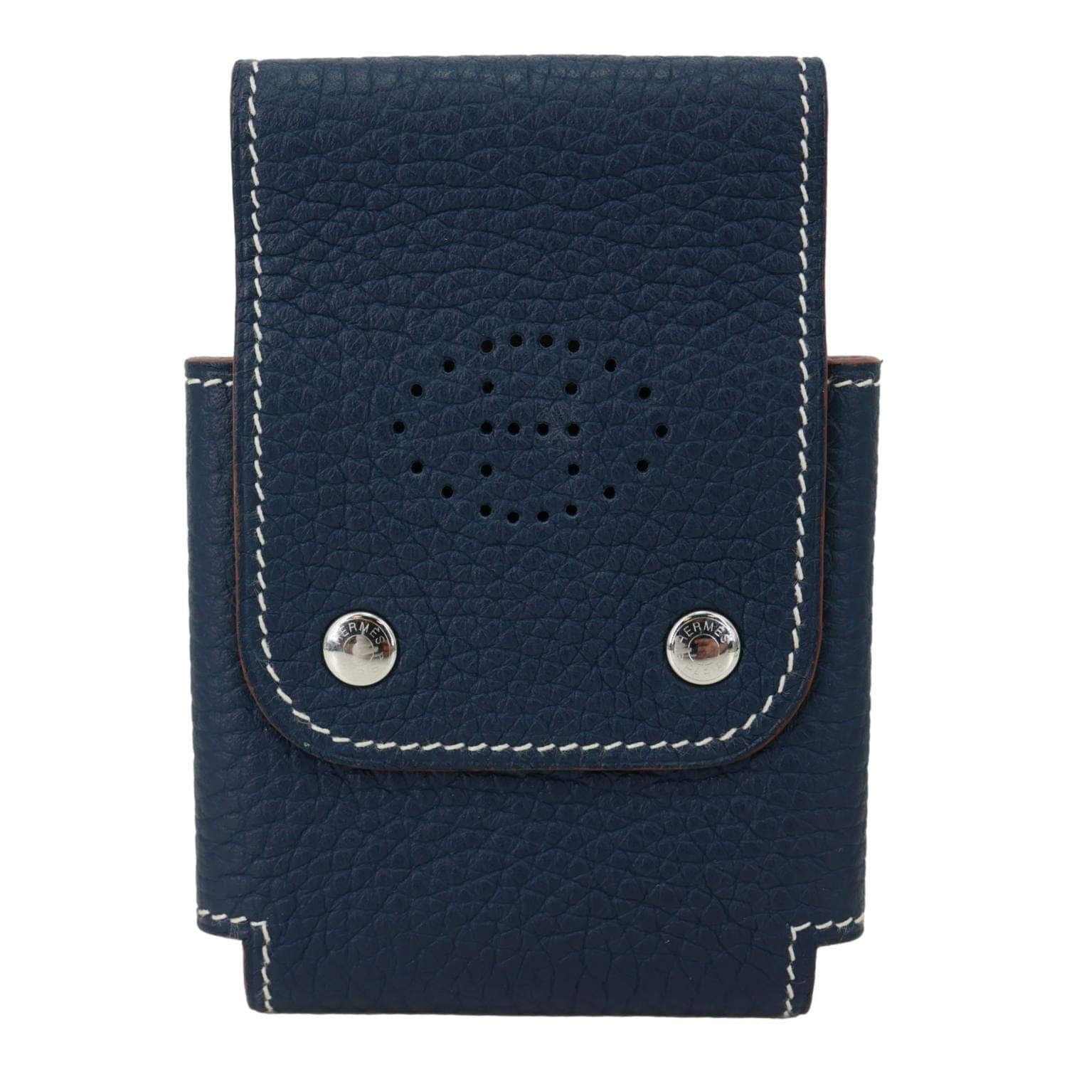 HERMES Leather Deck Of Cards & Case Navy Blue