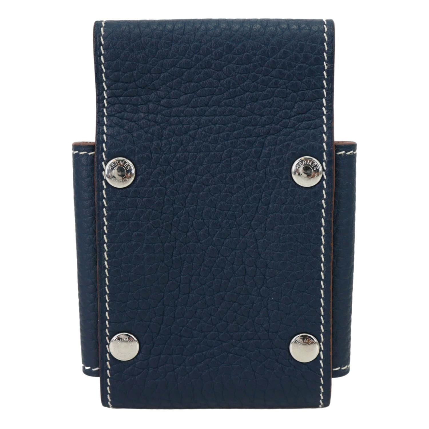 HERMES Leather Deck Of Cards & Case Navy Blue