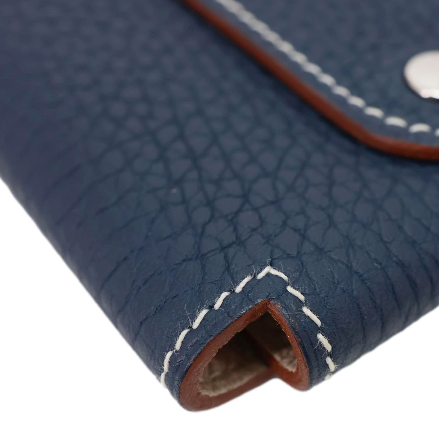 HERMES Leather Deck Of Cards & Case Navy Blue