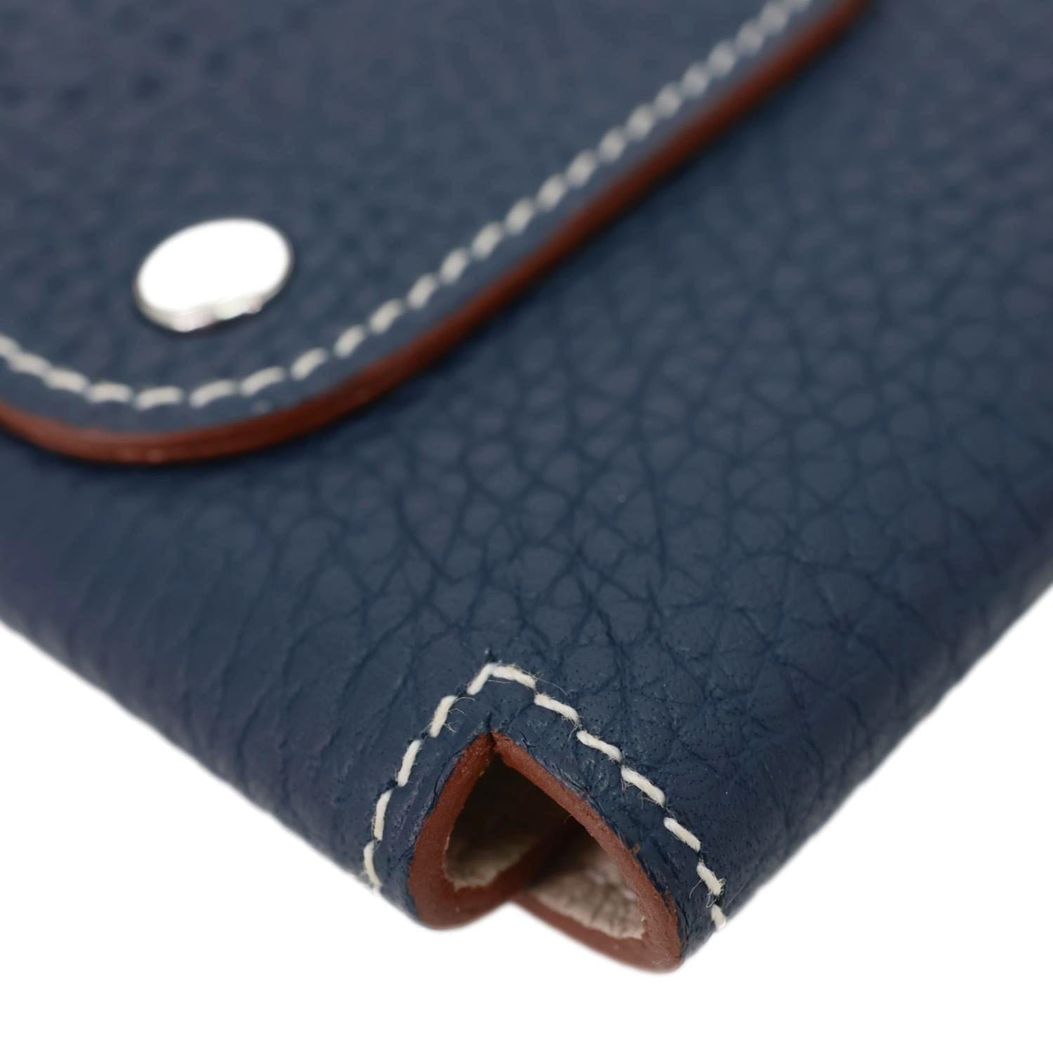 HERMES Leather Deck Of Cards & Case Navy Blue