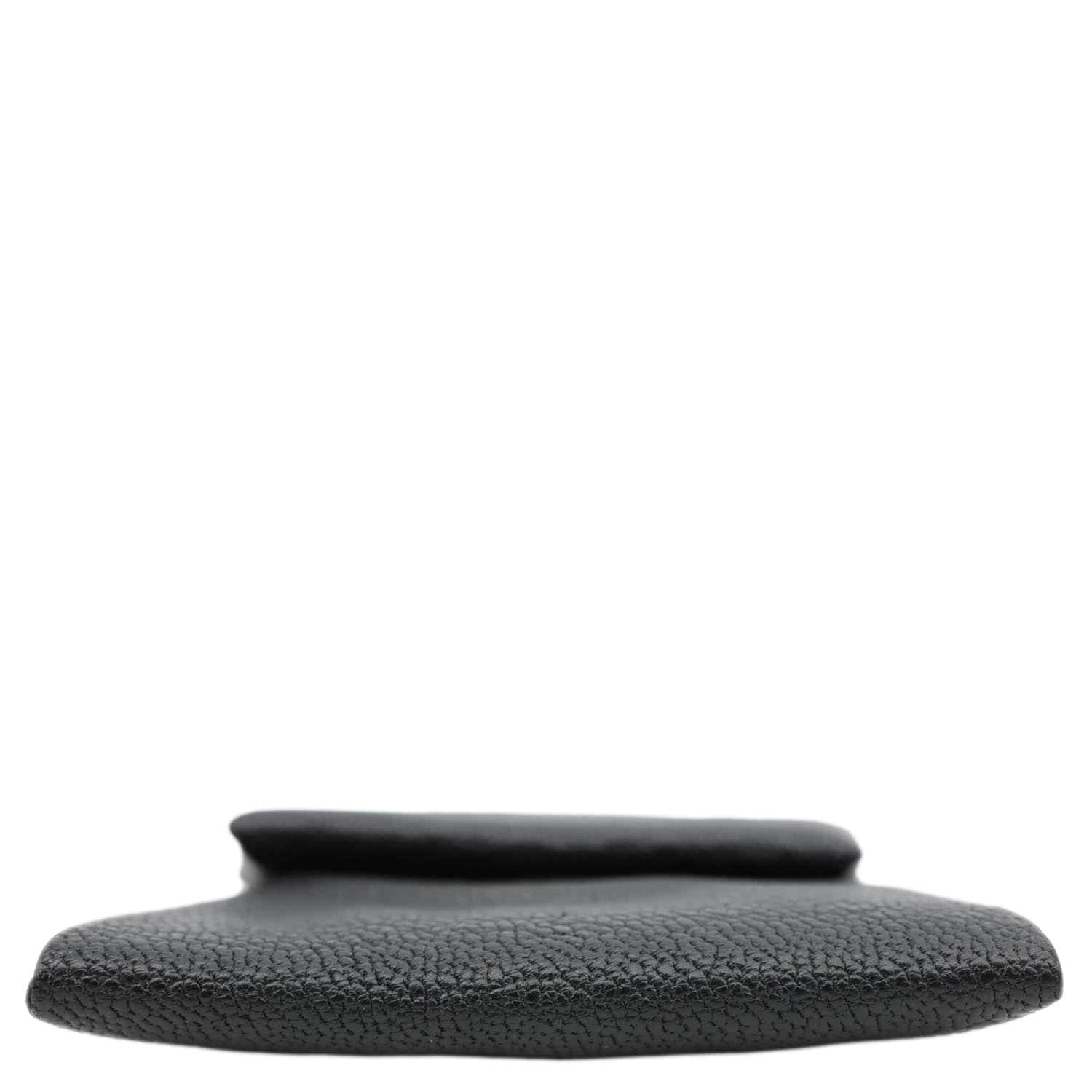 HERMES Bastia Verso Grained Goatskin Leather Coin Purse Black