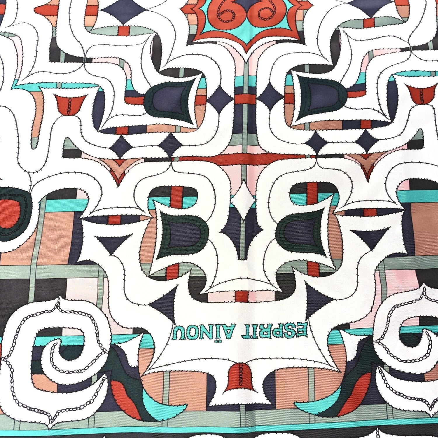 Hermes Silk Esprit Ainou Scarf 90 Multicolor