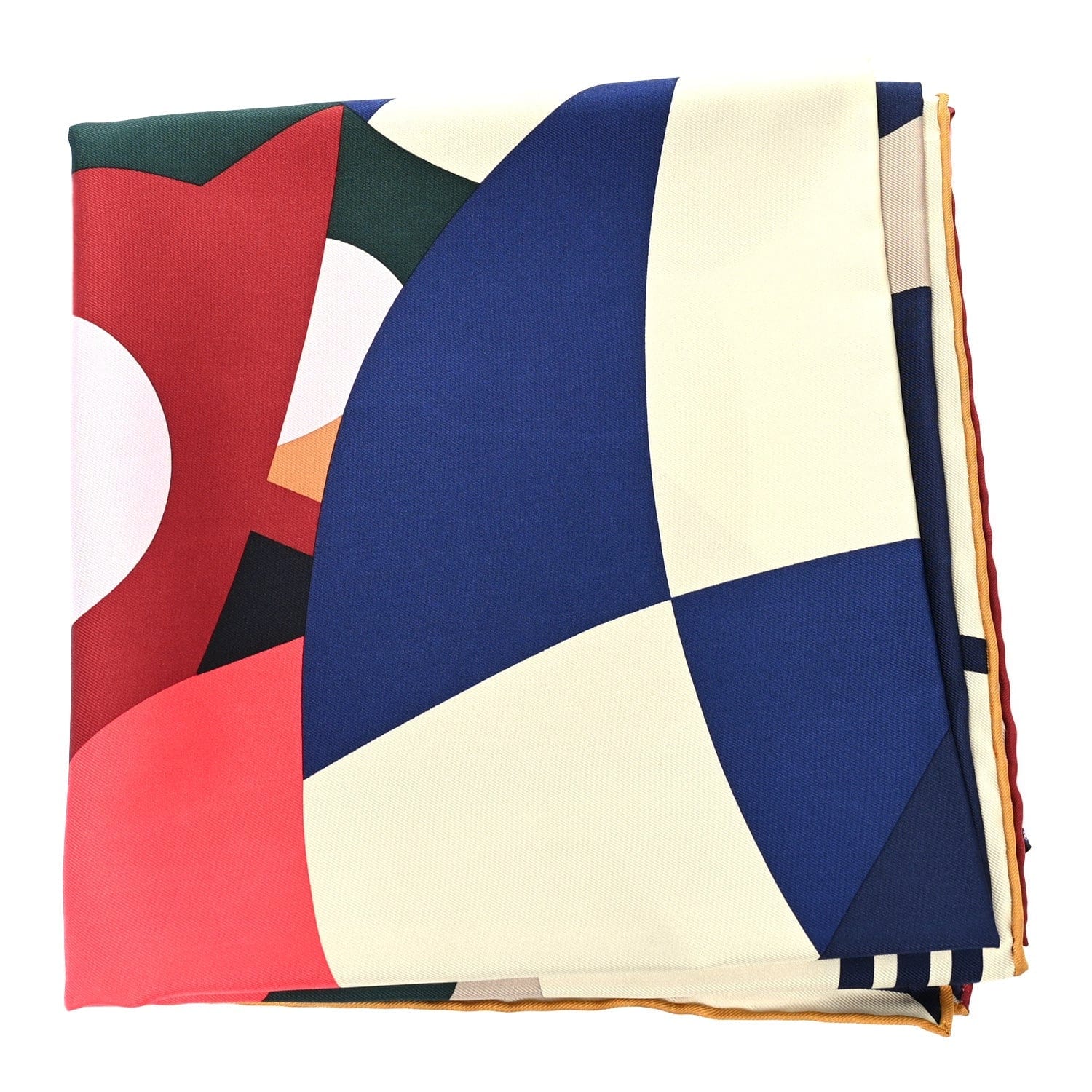 Hermes Silk 18 - 3 - 7 Scarf 90 Creme Marine Rose Vif