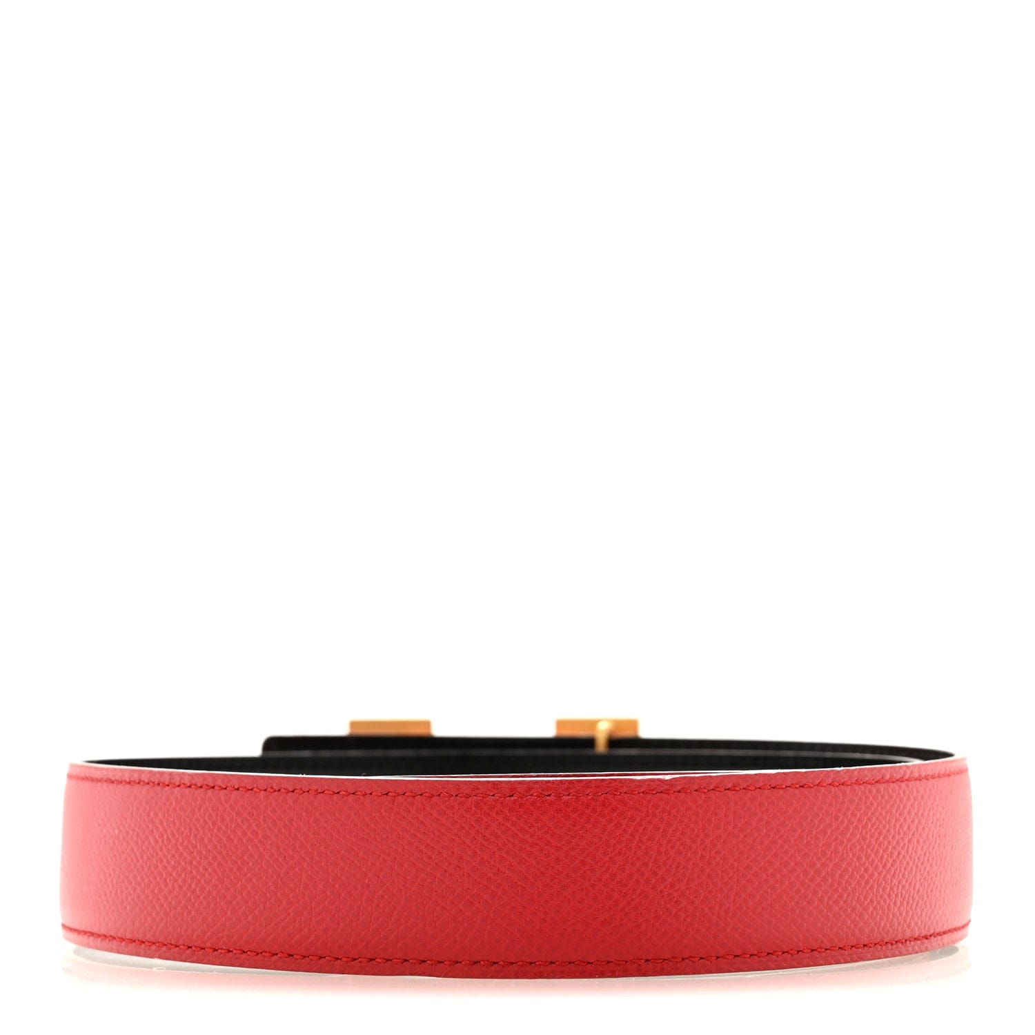 Hermes Box Courchevel 32 mm H Belt 70 28 Black Rouge Garance