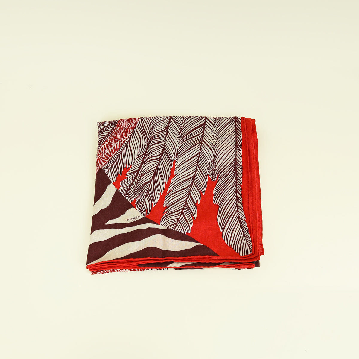 Hermes Red Multicolor Zebra Pegasus by Alice Shirly Shawl