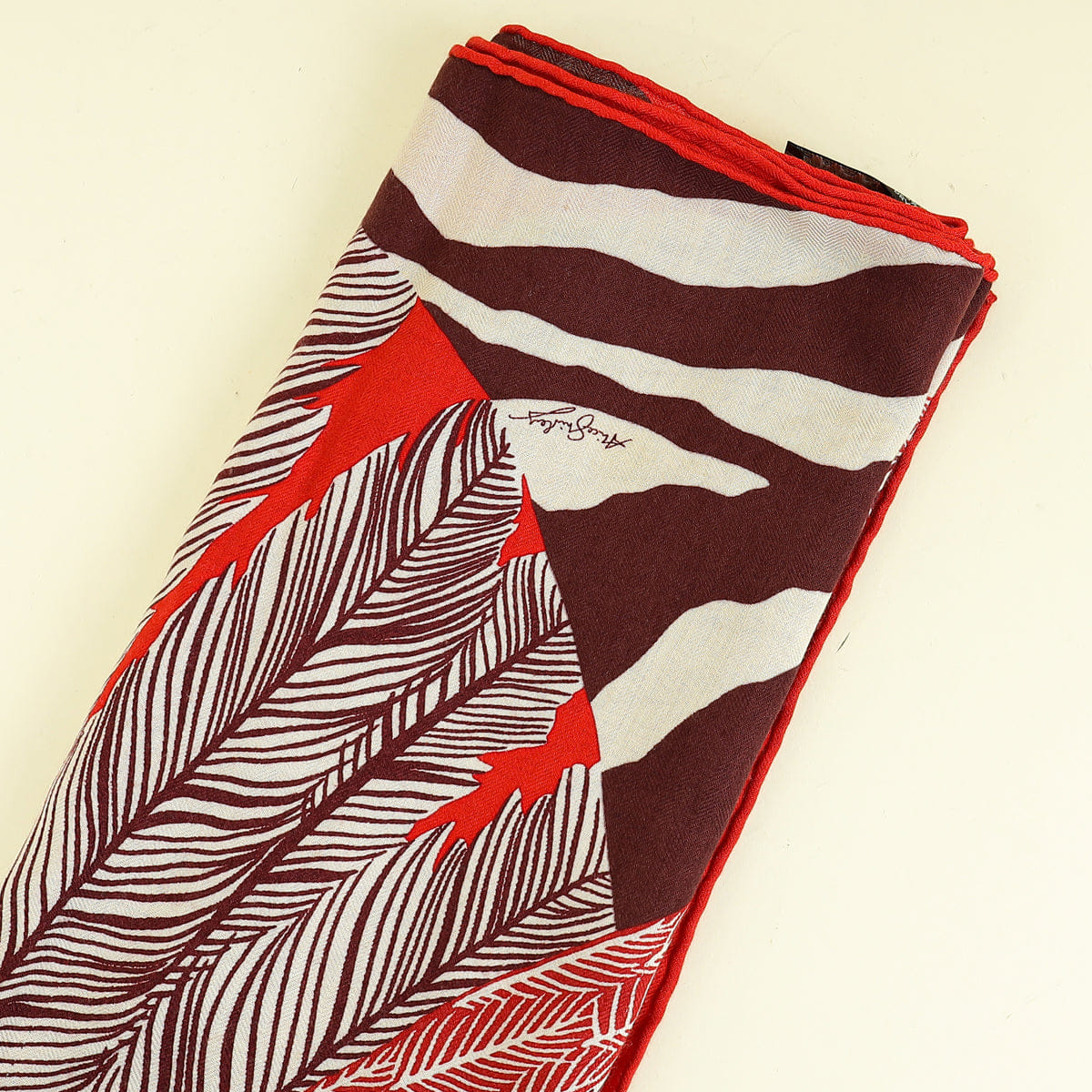 Hermes Red Multicolor Zebra Pegasus by Alice Shirly Shawl
