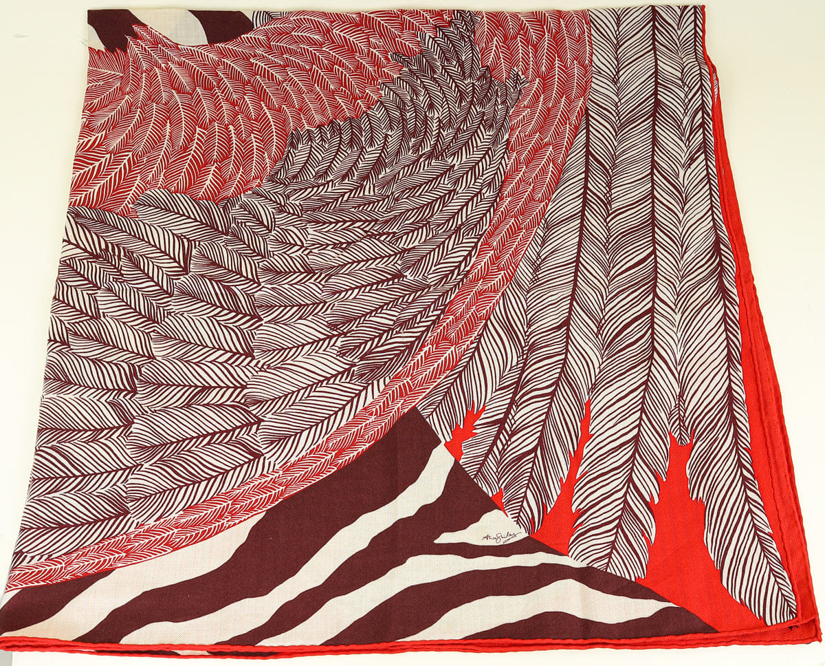Hermes Red Multicolor Zebra Pegasus by Alice Shirly Shawl