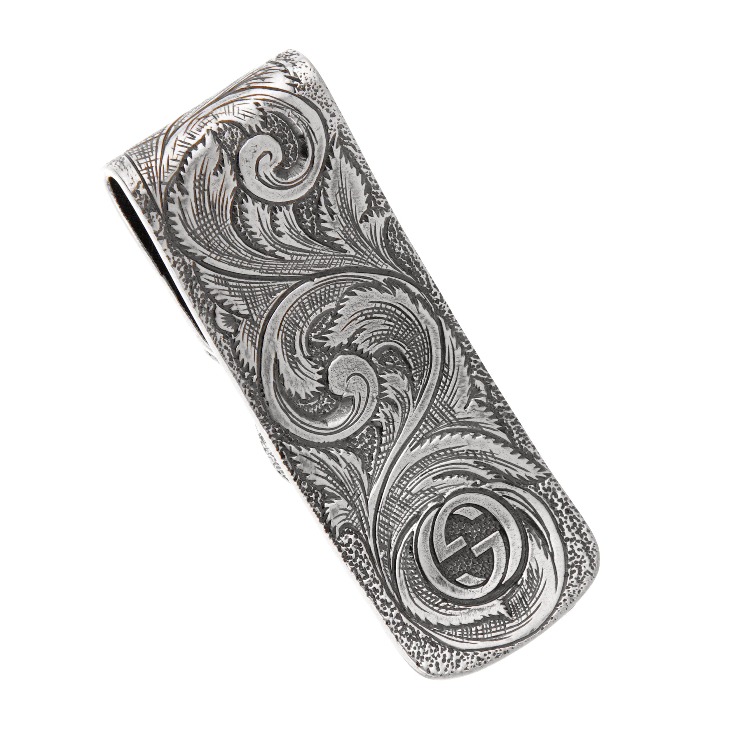 Gucci Sterling Silver Feline Money Clip With Purple Zircon Eyes